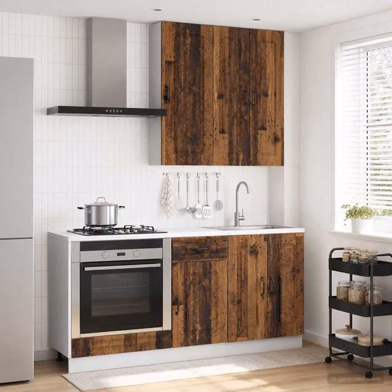 vidaXL Unità Cucina KALMAR 5 Pezzi in Legno Marrone con Ante a Battente e Ripiani Interni