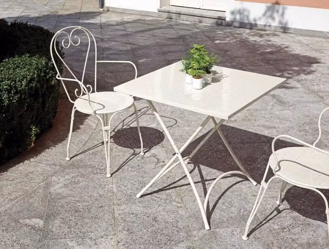 Cheonda Tavolo Sirmione Pieghevole in Metallo Bianco L/P: 70 x 70 cm