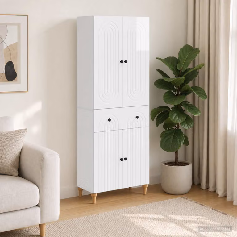Set di 2 armadi moderni vidaXL in MDF bianco lucido L/P/H: 90,0 x 34,5 x 66,0 cm