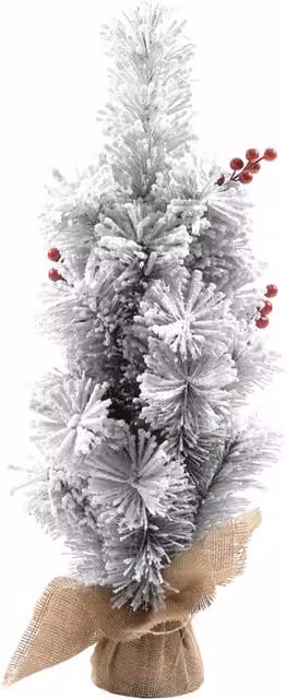 Albero di Natale innevato KASANOVA con base in juta, colore bianco, Altezza: 60 cm