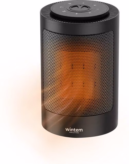 Termoventilatore da tavolo Wintem nero con 2 intensità e 1500W