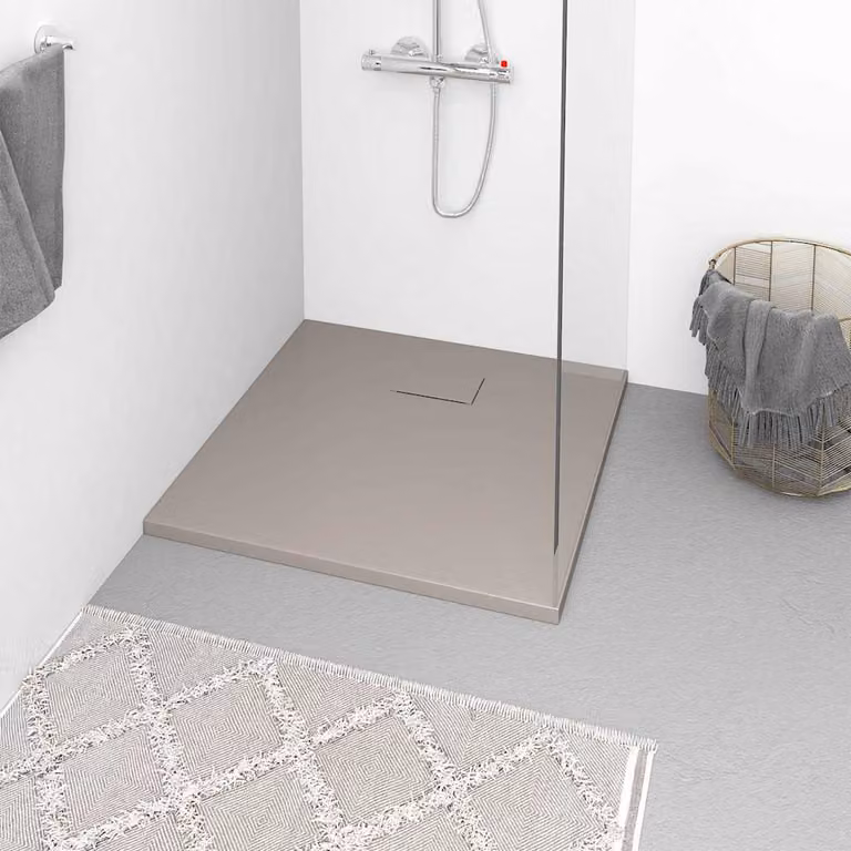 Piatto doccia quadrato vidaXL in mineral cast marrone antiscivolo 90 x 90 cm
