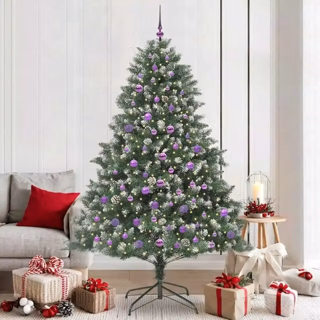 Albero di Natale artificiale verde con luci LED warm white vidaXL Altezza: 210 cm