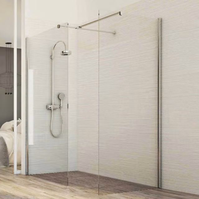 Box doccia Walk in Corner IDRALITE in vetro trasparente da 8mm, L: 140 cm, P: 80 cm, H: 198 cm