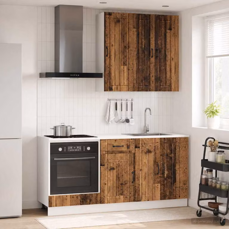 Unità cucina moderna vidaXL LUCCA composta da 5 pezzi in legno marrone con ante a battente e cassetti