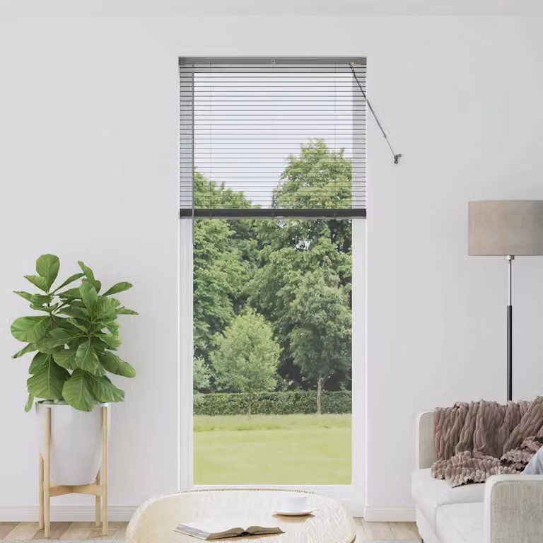Tenda Veneziana vidaXL in Alluminio Grigio con Lamelle da 25 mm, L: 95 cm, H: 220 cm