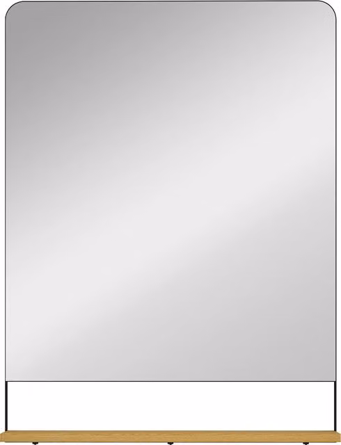 Specchio da parete rettangolare HOMCOM con mensola in legno e cornice in metallo nero, L: 80 cm, H: 60 cm