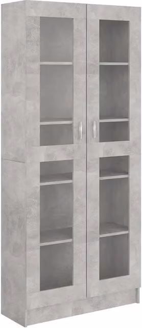 Vetrina e libreria contemporanea HELLOSHOP26 in legno composito e vetro grigio opaco, L: 82,5 cm, P: 30,5 cm, H: 185,5 cm