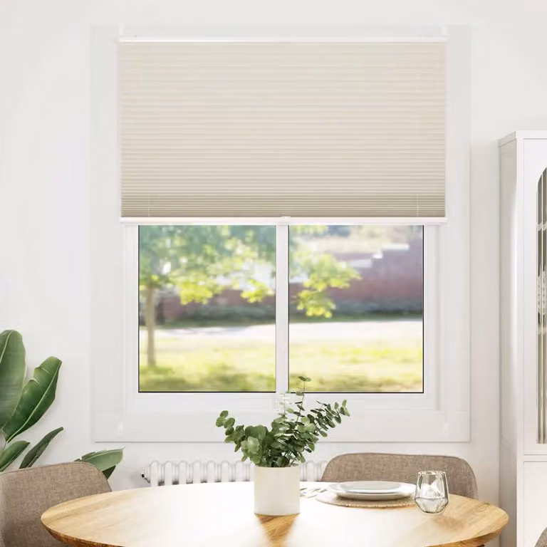 Tenda plissè vidaXL beige semi-trasparente con sistema a corda, L: 110 cm, H: 100 cm