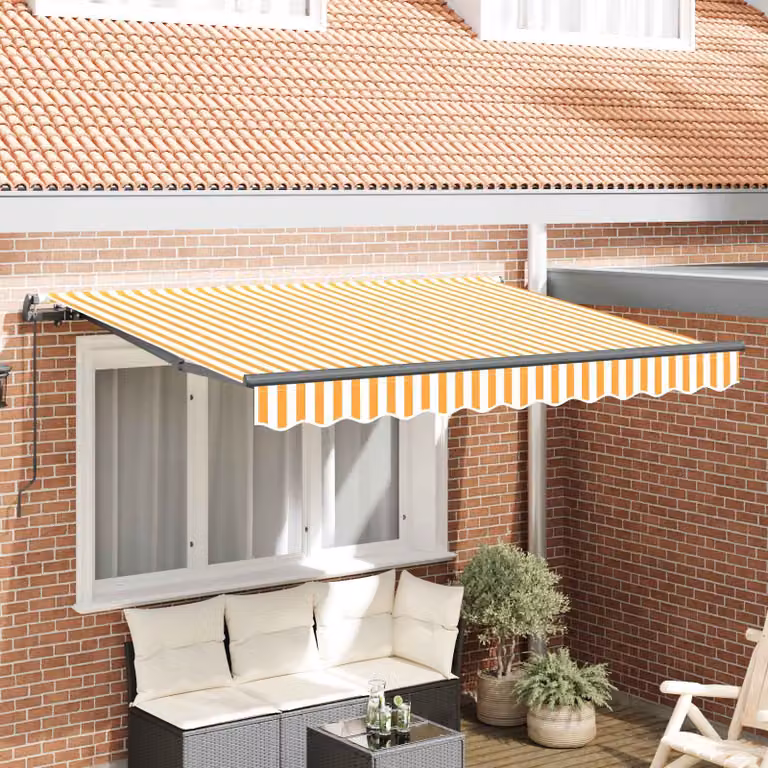Tenda retrattile vidaXL con bracci pieghevoli in alluminio e tessuto in poliestere, Giallo, L: 250 cm x P: 200 cm