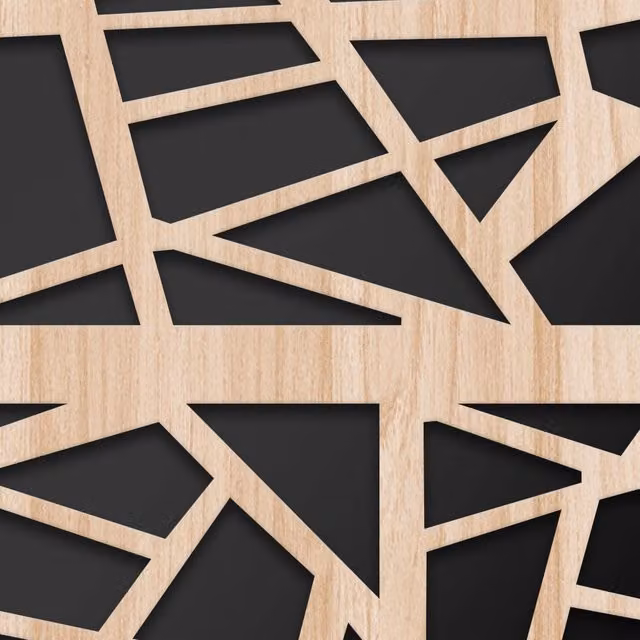 Quadro arredo LASERCUT Signorbit con design geometrico e grafico in legno e PVC, disponibile nei colori nero o beige, L: 70 cm x H: 140 cm
