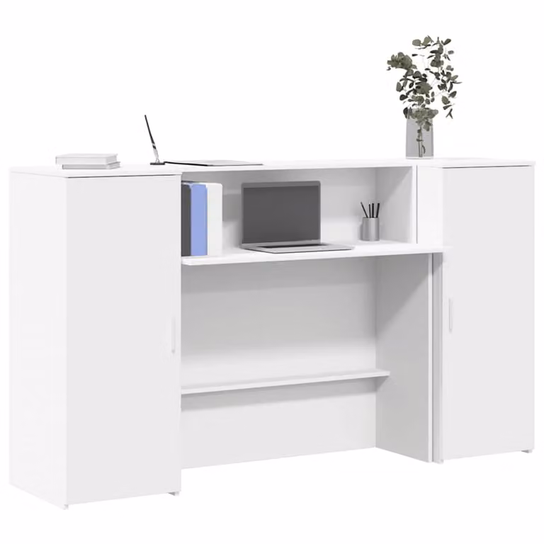 Scrivania da reception moderna vidaXL in legno laccato bianco L 180 cm, P 50 cm, H 103,5 cm