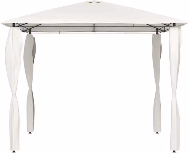 Gazebo Hip con montanti in acciaio rivestiti color beige e bianco L/P/H: 300 x 300 x 260 cm
