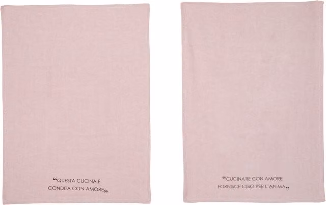 Set di 2 strofinacci Kasanova in cotone con scritta Quotes, colore malva, L: 50 cm, P: 70 cm