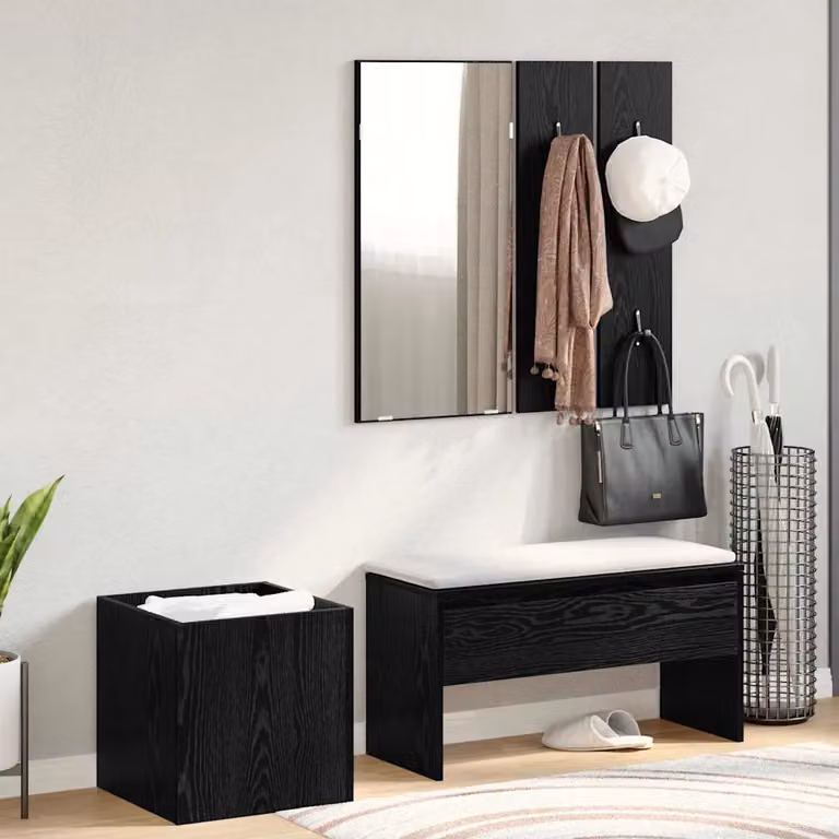 Set di mobili da ingresso vidaXL 5 pezzi nero opaco L: 80 cm, P: 30,5 cm, H: 40 cm