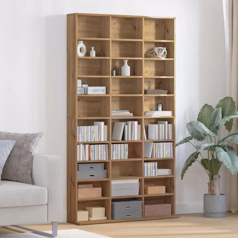 Mobile per CD vidaXL in stile moderno, colore marrone rovere, L: 101 cm, P: 23 cm, H: 177,5 cm