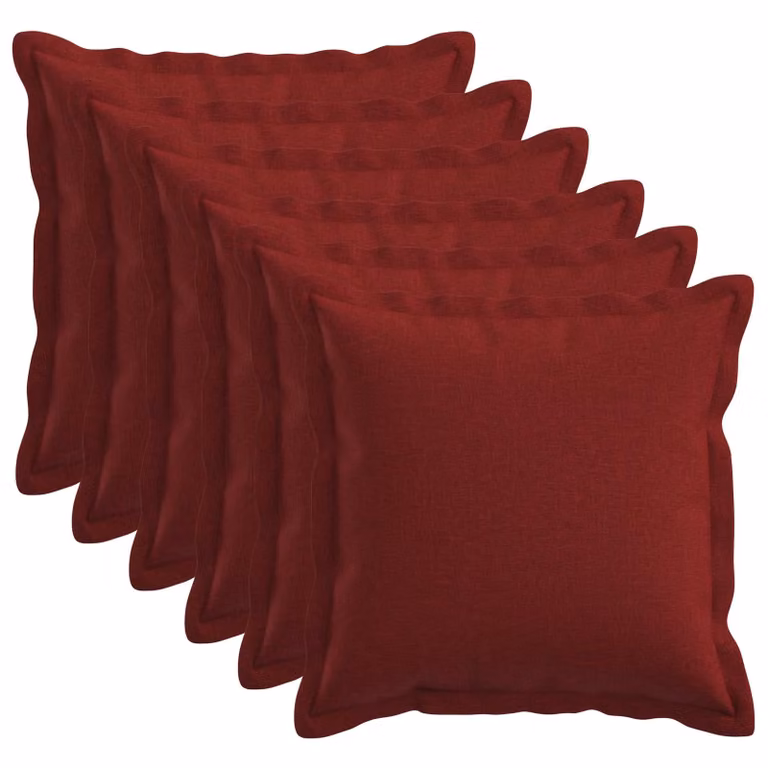 Set di 6 federe vidaXL HOUTEN rosse, forma quadrata, 30 x 30 cm