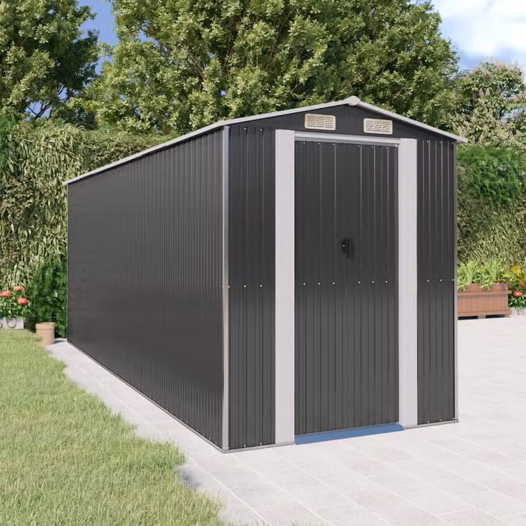 Capanno da giardino vidaXL in acciaio zincato antracite L/P/H: 523 x 192 x 223 cm