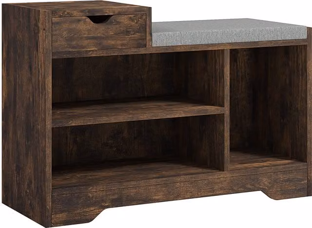 Panca porta scarpe HOMCOM marrone con 1 cassetto e 3 scomparti, L: 76,5 cm, P: 30 cm, H: 52 cm