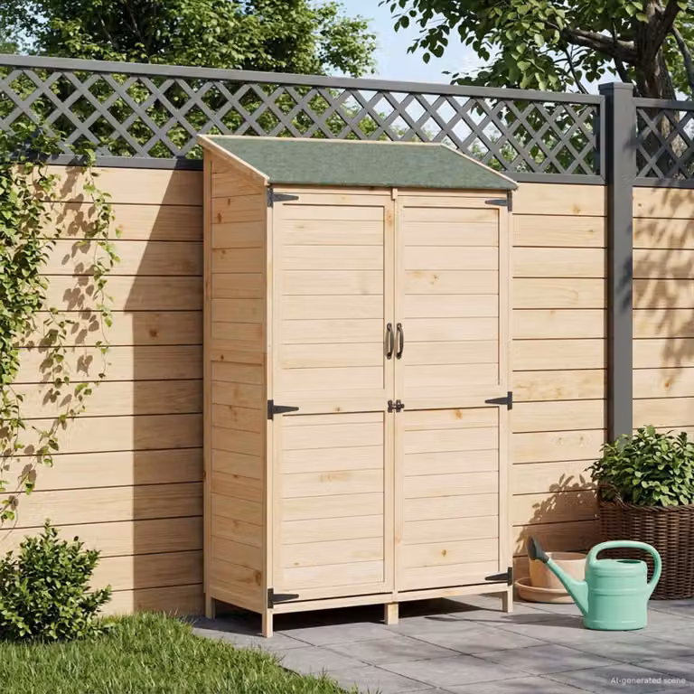 Capanno da giardino vidaXL in legno con tetto naturale, stile rustico, colori marrone e beige, L 106,5 x P 56 x H 176 cm