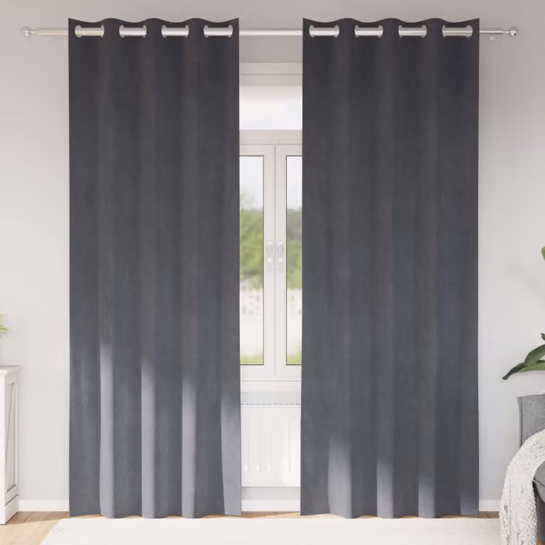 Set di 2 tende oscuranti in velluto vidaXL, colore grigio, L: 140 cm x H: 260 cm