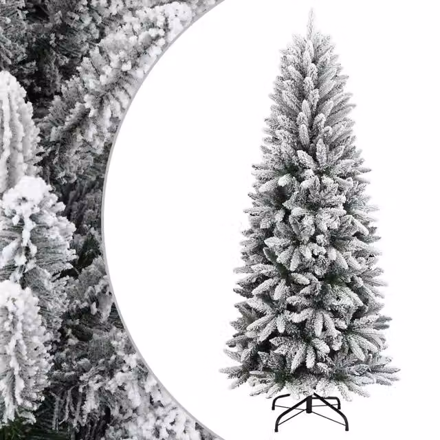 Albero di Natale artificiale con neve floccata vidaXL, colore bianco e verde, Altezza: 210 cm