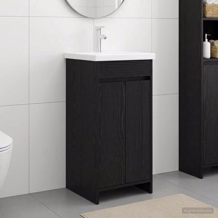 Mobile da bagno vidaXL con lavabo in Rovere Nero e finitura opaca L/P/H: 42 x 40 x 84,5 cm