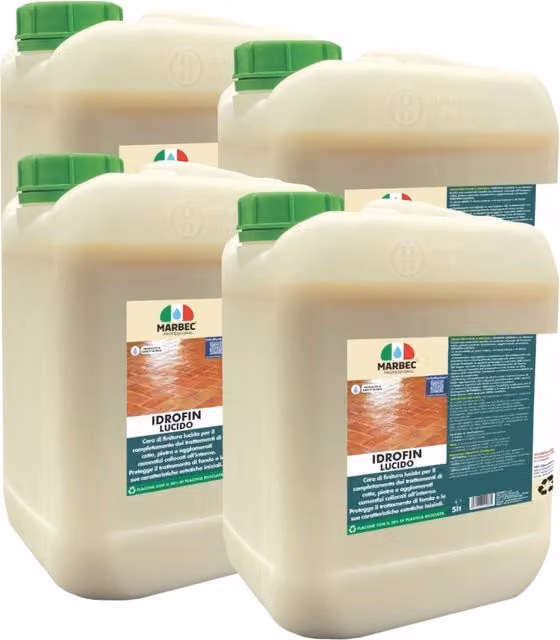 Cera per pavimenti Marbec Idrofin Lucido a base acquosa colore nero confezione da 4 x 5 l