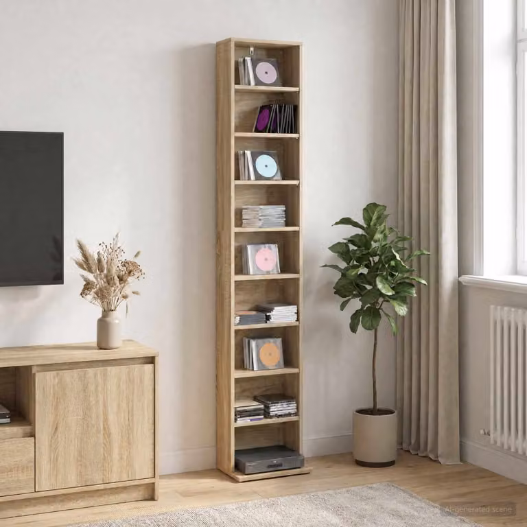 Mobile per CD vidaXL in Rovere Sonoma, Marrone, L/P/H: 33 x 23,5 x 175 cm