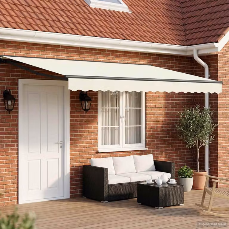 Tettuccio elettrico retrattile vidaXL in alluminio con copertura in poliestere, montaggio a parete, disponibile in beige, antracite o bianco