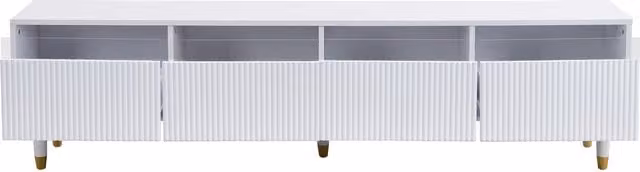 Mobile TV moderno GL Store con 4 cassetti in MDF e acrilico, Bianco, L: 178 cm, P: 35 cm, H: 45 cm