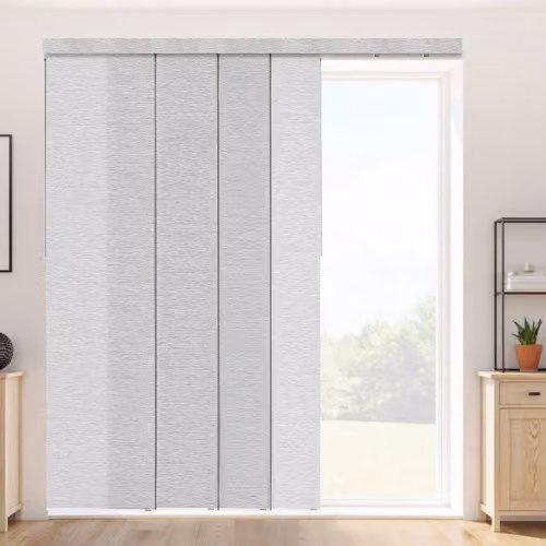 Tende a Pannello VEVOR Grigio, Oscuranti e Semi-trasparenti in Poliestere con Binario Estensibile per Porte Scorrevoli, Salone o Balcone, L: 116-218 cm, H: 243 cm