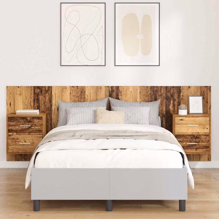 Set di 3 pezzi Testata con Comodini Integrati vidaXL in Legno Ingegnerizzato Marrone Moderno