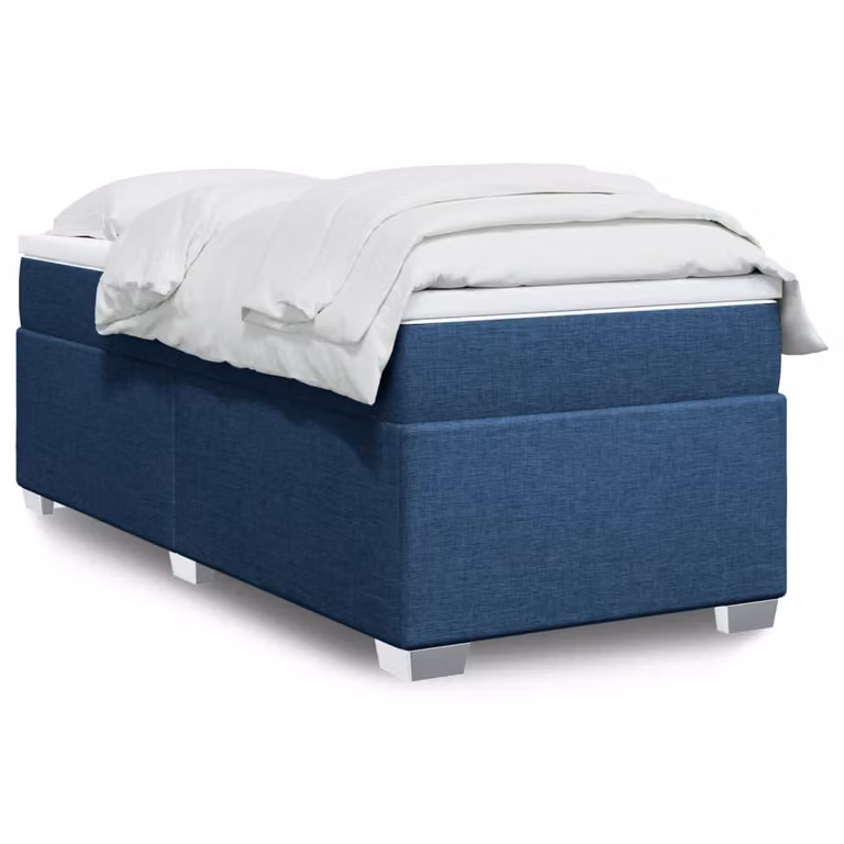 vidaXL Giroletto a Molle con Materasso Ibrido in Tessuto Blu e Bianco, L/P: 80 x 200 cm