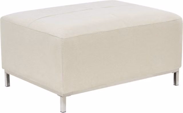 Pouf Poggiapiedi Beliani Rettangolare in Tessuto Beige Moderno L: 71 cm, P: 46 cm, H: 46 cm