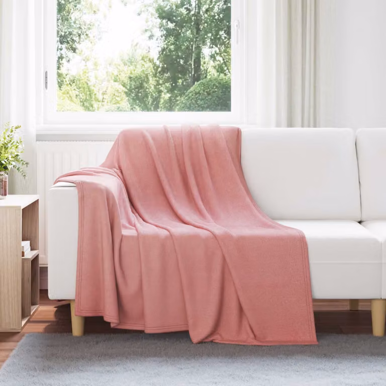 Set di 24 coperte in pile rosa vidaXL, morbide e lavabili, L 200 cm x P 150 cm
