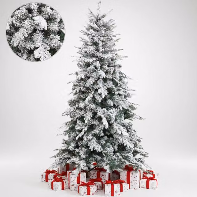 Albero di Natale Biancopino verde con effetto innevato real touch, Altezza: 210 cm