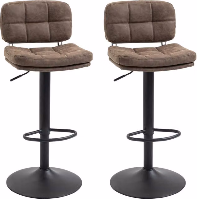 Sgabello da bar vintage XYLO girevole e regolabile con rivestimento in similpelle marrone e struttura in metallo