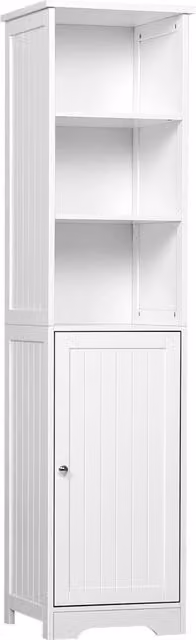 Colonna da bagno Xylo bianca con 5 ripiani, ante e ripiano regolabile, L: 40 cm, P: 38 cm, H: 160 cm