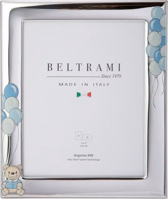 Portafoto a forma di palloncino Beltrami Miro Silver in metallo e legno, colore argento, per foto 13x18 cm