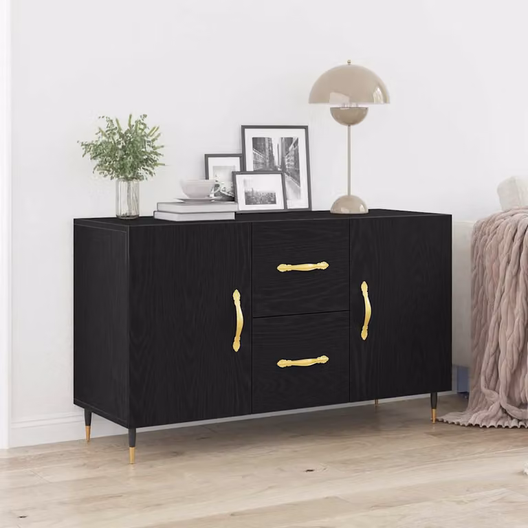 Credenza moderna vidaXL in legno ingegnerizzato nero L 100 x P 36 x H 60 cm