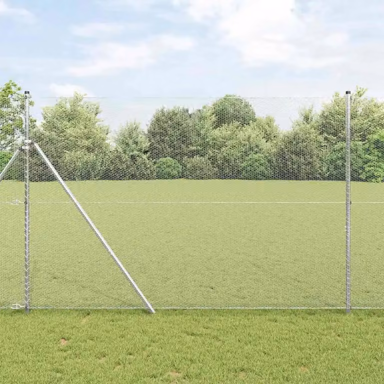 vidaXL Palo della recinzione in acciaio zincato Argento, fissaggio a terra, 50 x 1,6 m