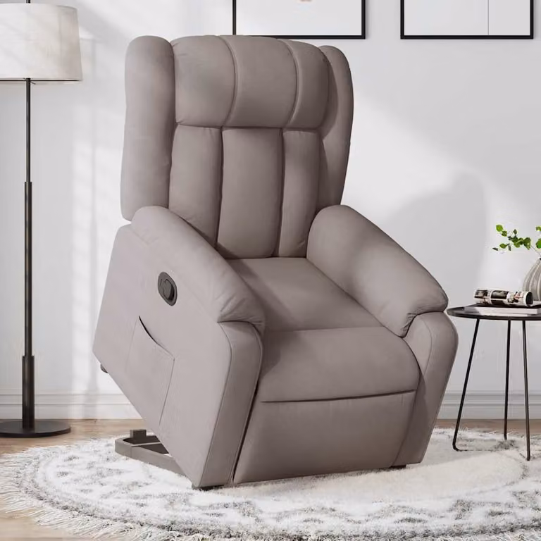 vidaXL Poltrona Alzapersona Reclinabile con Assistenza Elettrica in Tessuto Beige o Grigio
