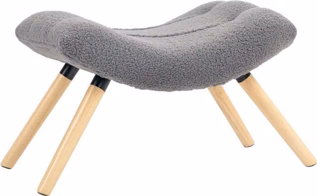 Pouf moderno HOMCOM con rivestimento in pile e gambe in legno, imbottito, Grigio scuro