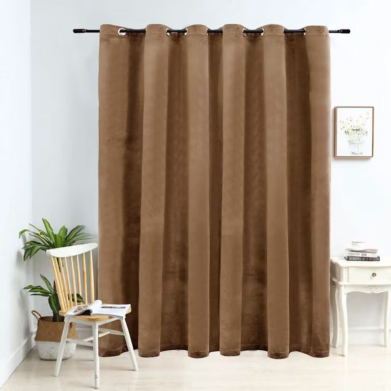 Tenda Oscurante vidaXL in Velluto Beige con Anelli in Metallo L: 290 cm, H: 245 cm