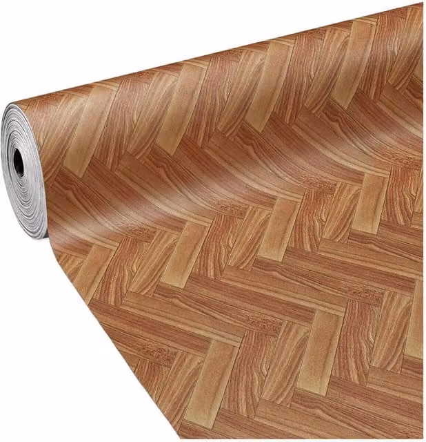 Pavimento in PVC a rotolo EMMEVI effetto legno spina di pesce marrone L: 1 m, P: 11 m