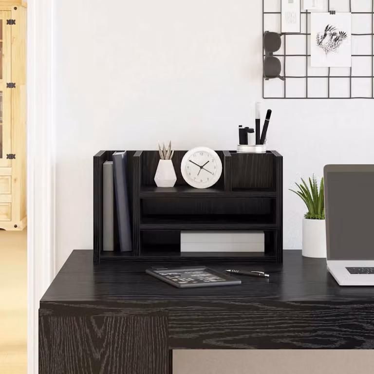 Organizzatore da scrivania vidaXL in legno nero, L 44,5 cm x P 24 cm x H 25 cm