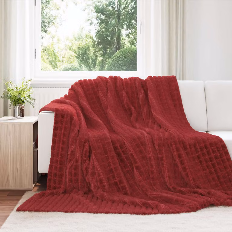 Set di 6 coperte in pile vidaXL rosso, morbide e lavabili, L 270 x P 240 cm