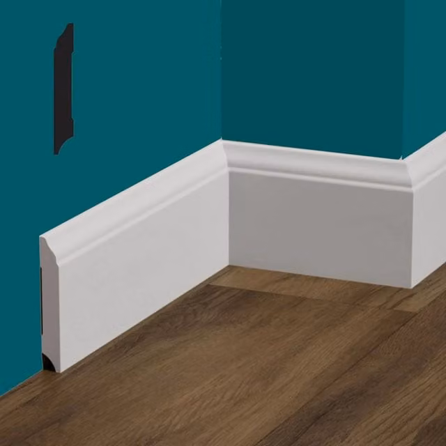 Battiscopa BAROCCO ETERNAL PARQUET in polimeri FeelingWood-HD, Bianco, L: 100 cm, H: 1,5 cm, P: 1 cm