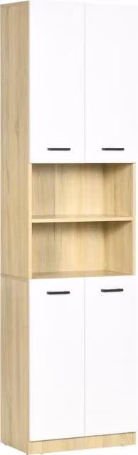 Mobiletto da bagno kleankin in MDF bianco con 2 ante e ripiani aperti, L 53 x P 33.5 x H 195.7 cm